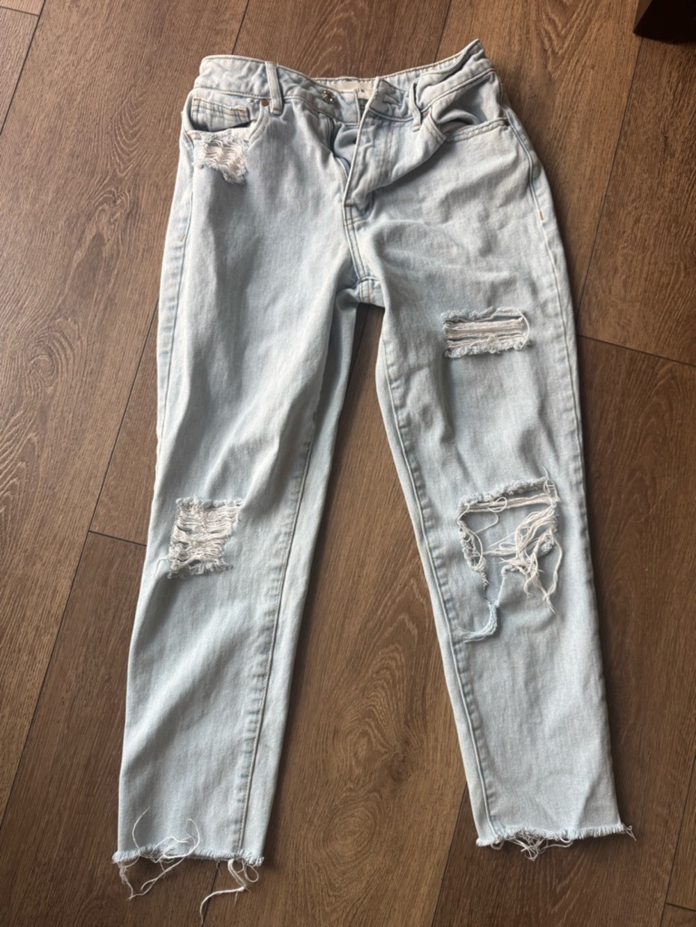PacSun Light Blue Distressed Straight Leg Mom Jeans
